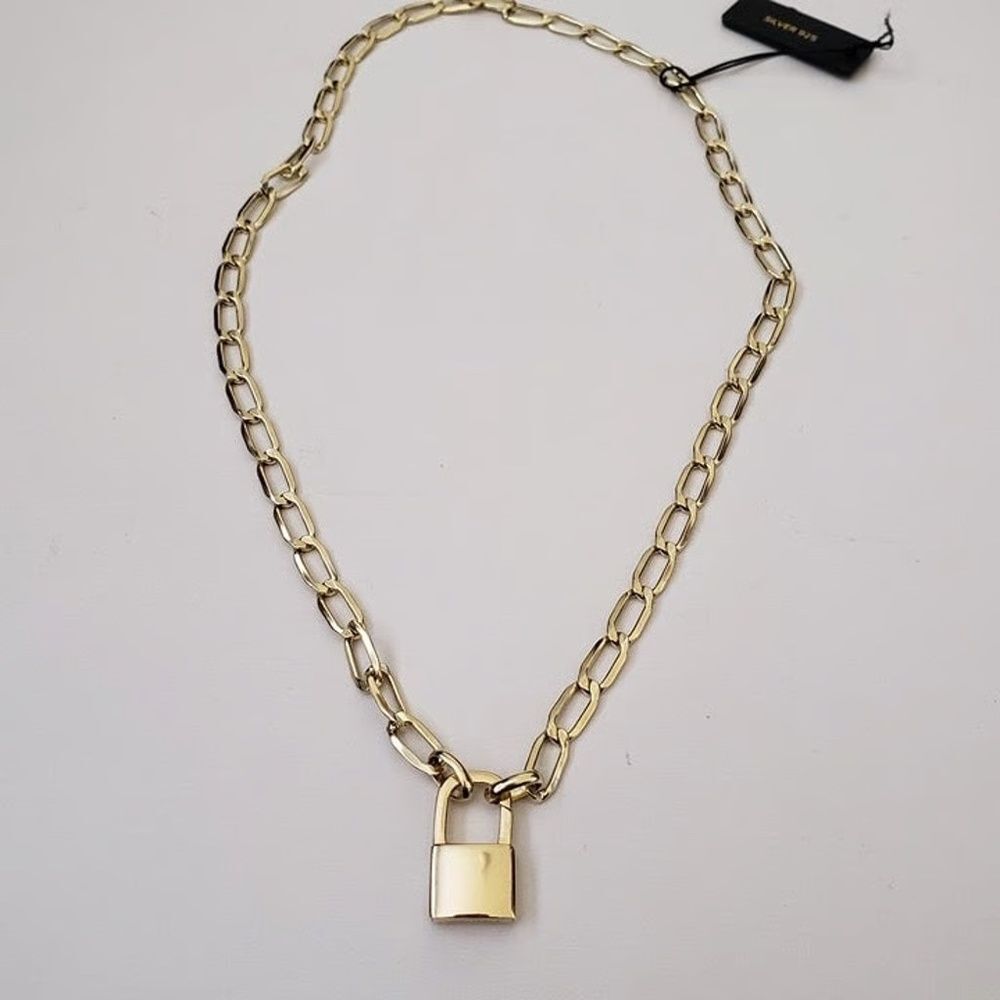 Made in Italy 925 Sterling Silver Lock Pendant Necklace